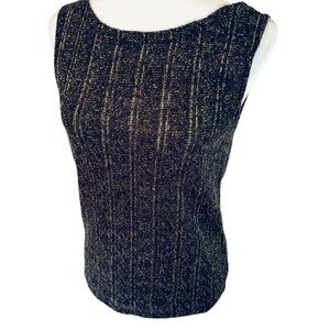 🖤💛 Lauren Ralph Lauren Black Gold Metallic Knit Tank Top – Size Large